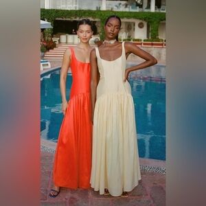 Hutch The Ridge Drop Waist Maxi Dress in Soft Yellow